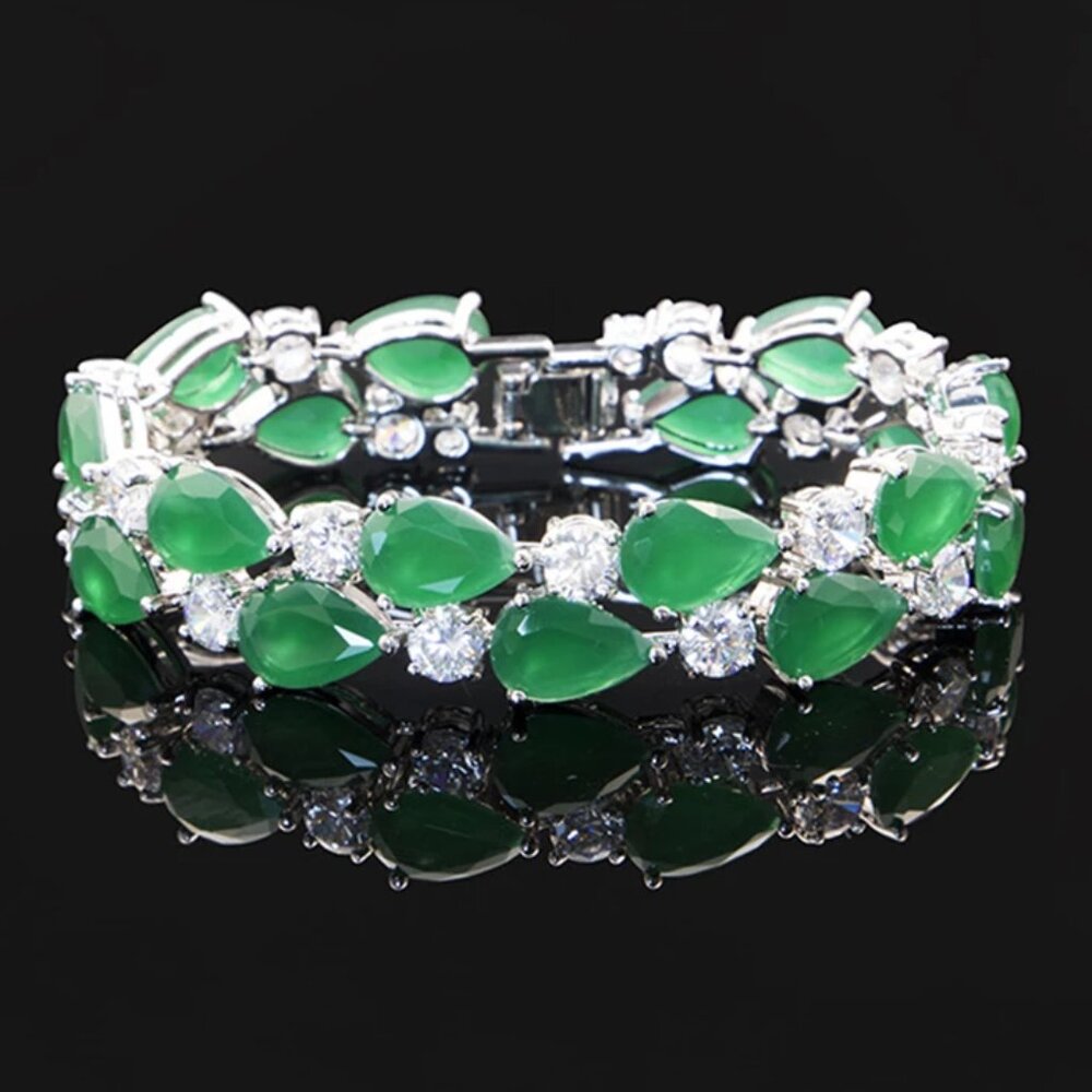 Silver 925 Bracelet Jewlery emerald Gemstone